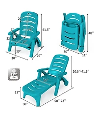 Sugift 5 Position Adjustable Folding Lounger Chaise Chair on Wheels