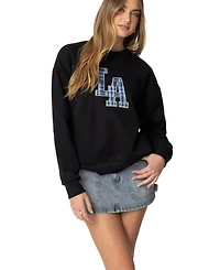 Edikted Womens La Plaid Sweatshirt