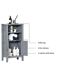 Slickblue 2 Tier Shelf Hidden Storage Bathroom Floor Cabinet