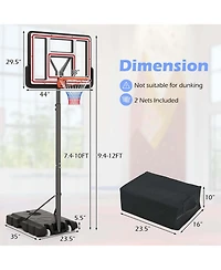 Costway 7.4-10 Ft Basketball Hoop Outdoor System with 44 Inch Shatterproof Pc Backboard