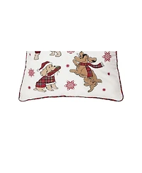 18" x 18" Festive Playful Dogs Embellished Christmas Throw Pillow