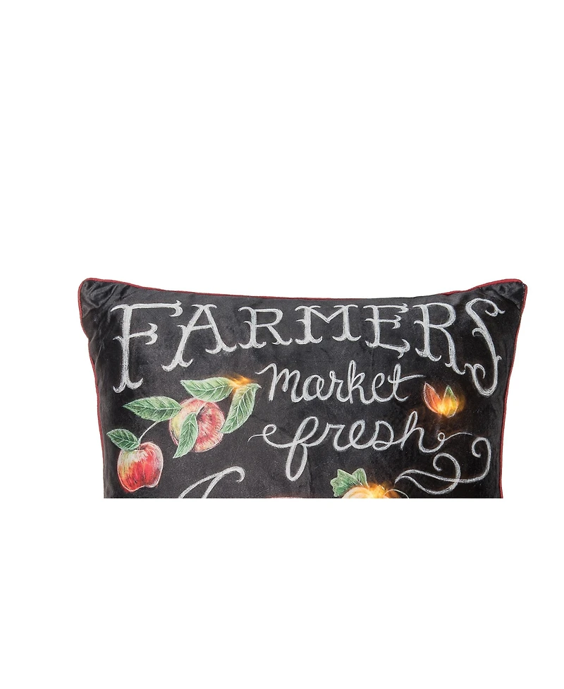 Farmers Market Chalk Light-Up Led 18" x 18" Throw Pillow