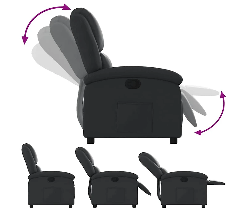 Recliner Chair Black Real Leather