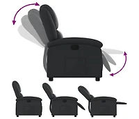 Recliner Chair Black Real Leather