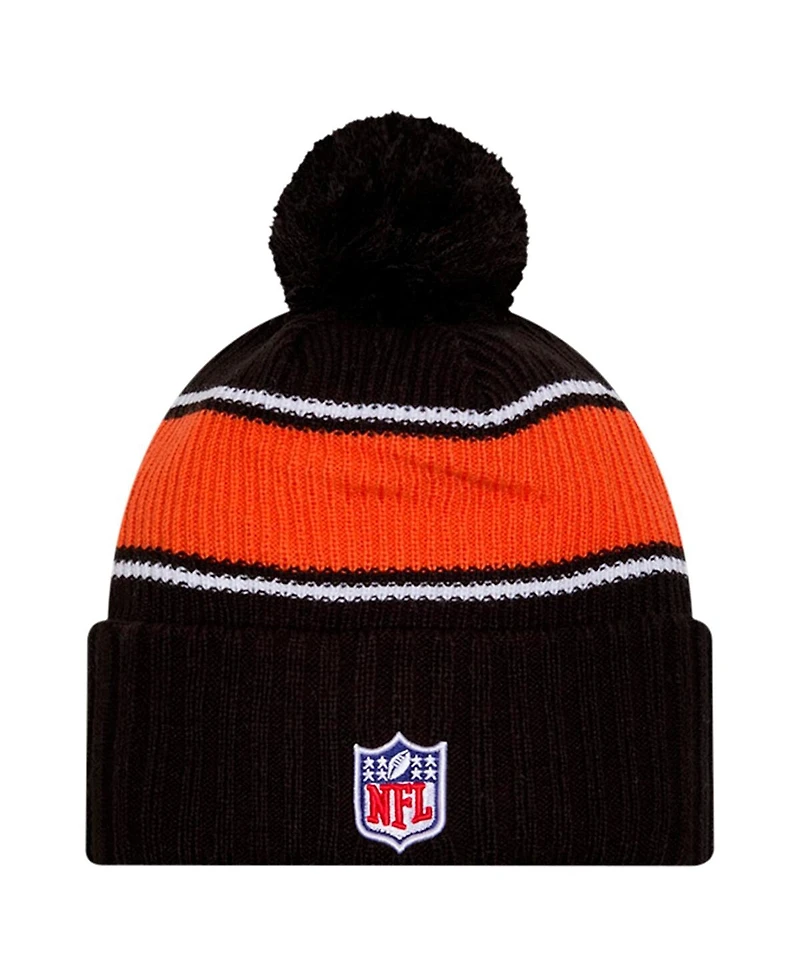 New Era Big Boys and Girls Black Cincinnati Bengals 2024 Sideline Sport Cuffed Knit Hat with Pom
