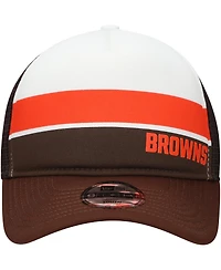 New Era Big Boys and Girls Brown Cleveland Browns Sport Night Color Block 9FORTY A-Frame Trucker Adjustable Hat