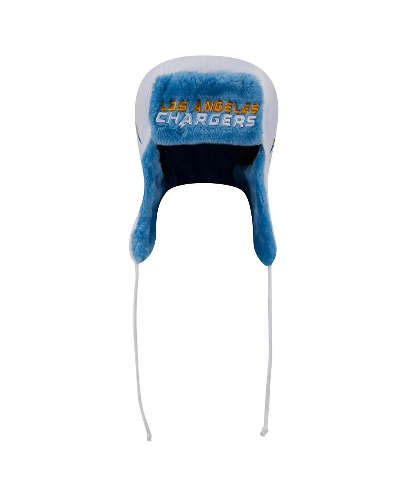 New Era Men's White Los Angeles Chargers Helmet Head Trapper Knit Hat