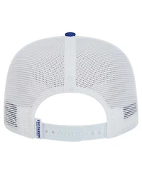 New Era Men's White/Royal Golden State Warriors Dip-Dye 9FIFTY A-Frame Trucker Snapback Hat