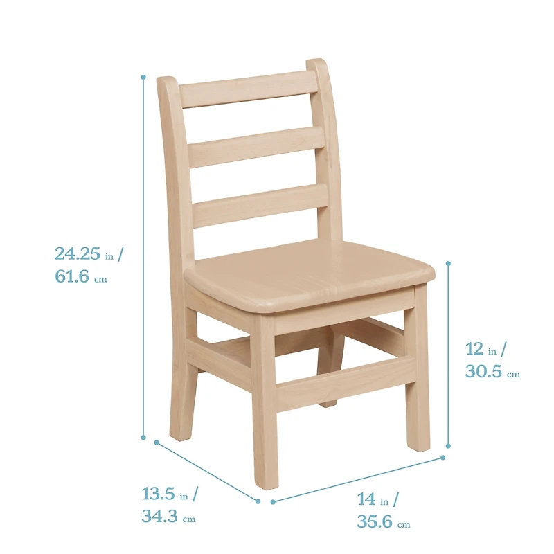 ECR4Kids 24in x 36in Rectangular Hardwood Table and Chair Set, 12in Seat Height