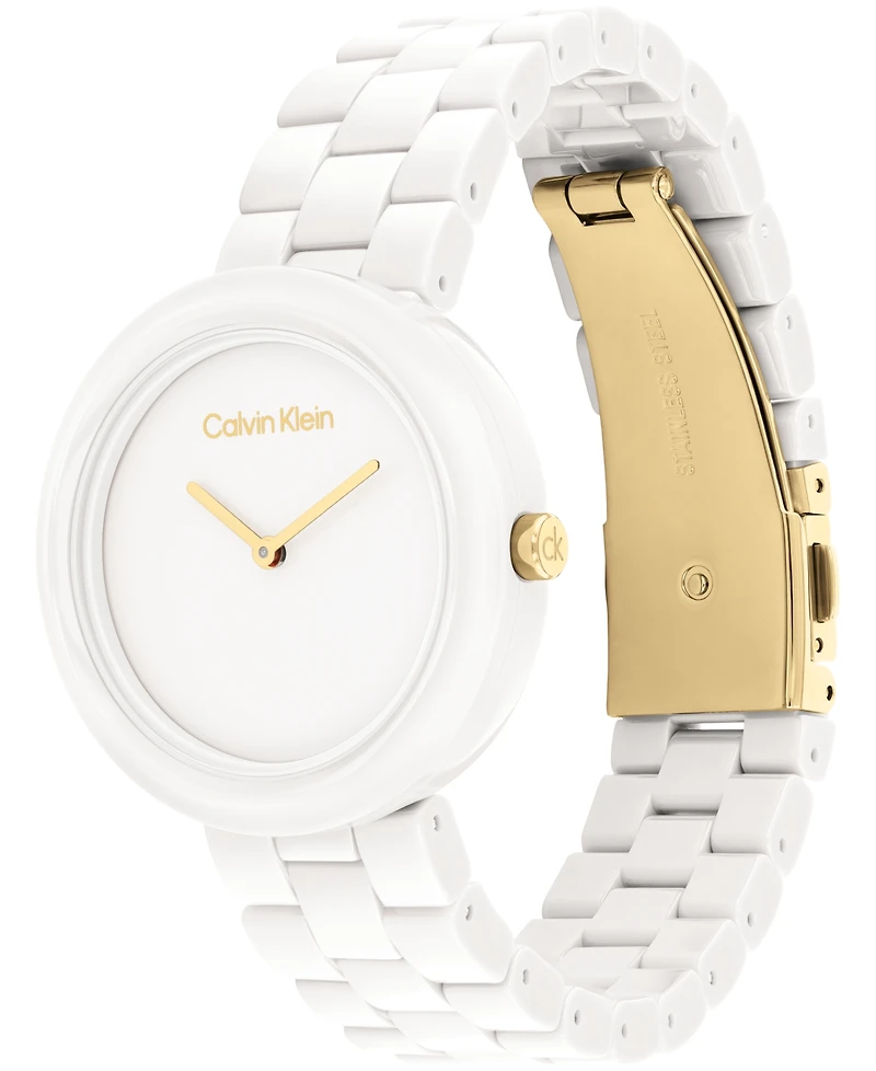 Calvin Klein Women's Ck Pure White Ceramic Watch Bracelet, 44mm