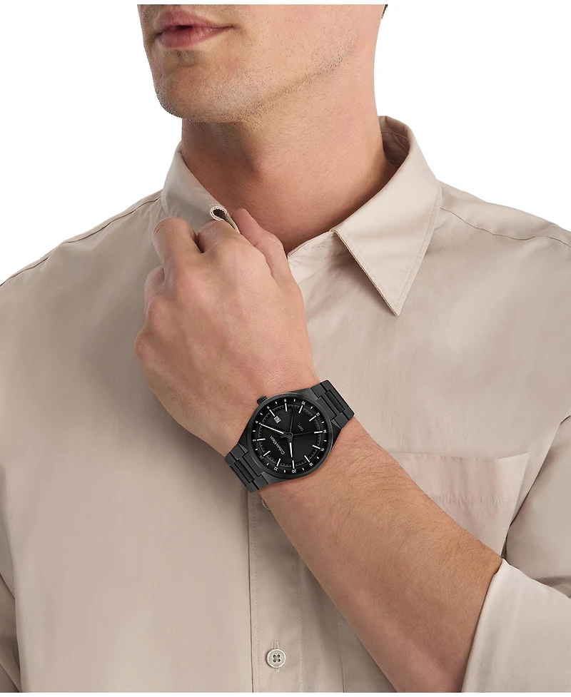 Calvin Klein Men's Distinguish Gmt Black Ionic Plated Watch Bracelet, 44mm