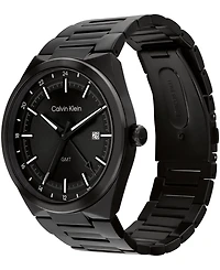 Calvin Klein Men's Distinguish Gmt Black Ionic Plated Watch Bracelet, 44mm
