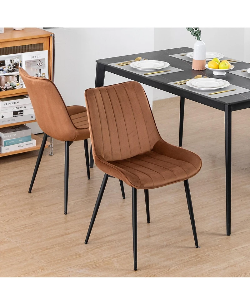 Dyhome Mid Century Dining Chairs, Upholstered Metal Side Chair