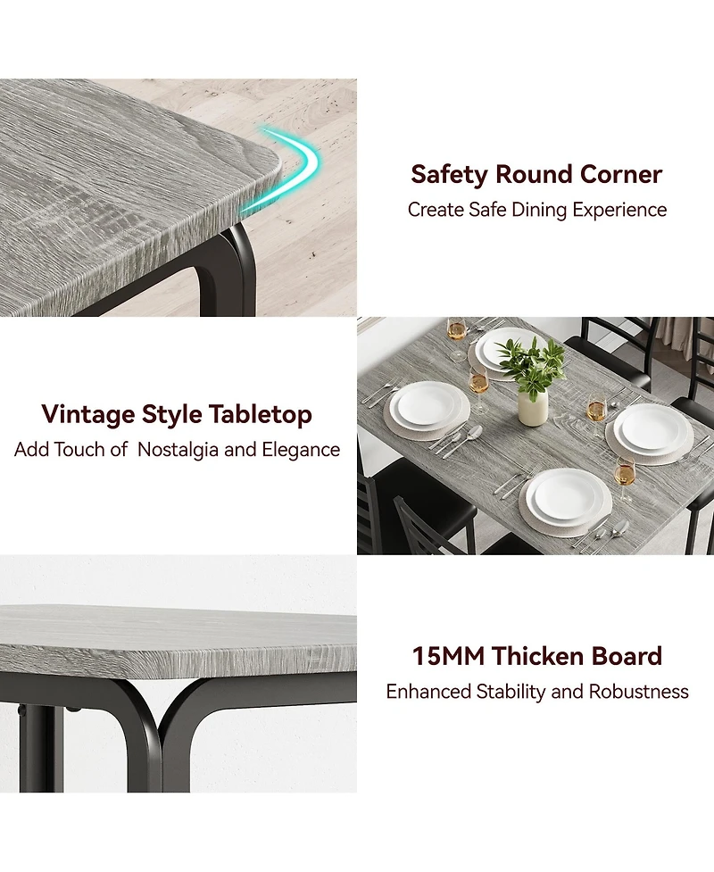 gaomon Dining Table Set for 4, 5 Piece Small Space Dining Set Table with 4 Upholstered Chairs Compact Dinette Set for 4 Kitchen & Dining Room Furnitur