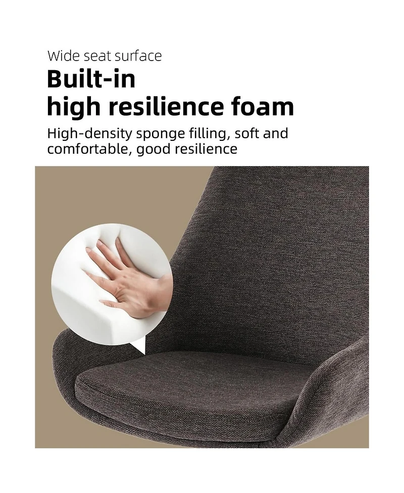 Dyhome Linen Upholstered Swivel Side Chair, Mid Century Modern Dining Chairs with Metal Frame, Set of 1