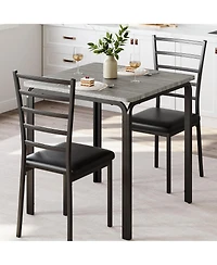 gaomon 3 Piece Dining Table Set for 2 Metal Frame Wood Kitchen Table and 2 Chairs Small Dining Furniture Set for Small Space Apartment Dining Room