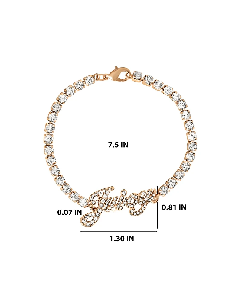 Juicy Couture Crystal Tennis Bracelet with Signature Script Logo Charm