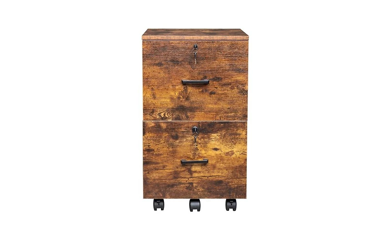 Slickblue 2-Drawer Rolling Wood File Cabinet with Lock