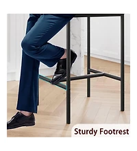 Bar Stools Set of 2, Upholstered Counter Height Bar Stools with Backrest and Footrest, Kitchen Barstools for Island, Counter Bar