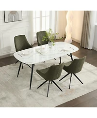 Dyhome Swivel Dining Chairs Set of 4, Mid Century Modern Room with Metal Frame, Linen Upholstered Back Side Chair