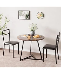 gaomon Dining Table Set for 2, Round Kitchen Table and Upholstered Chairs for 2, 3 Piece Dining Room Table Set, Kitchen Table Set for Small Space, Apa