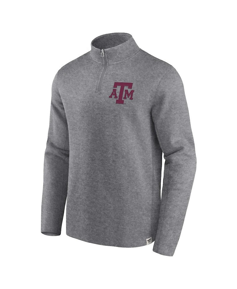 Fanatics Men's Heather Gray Texas A&M Aggies Vintage Fleece Quarter-Zip Jacket
