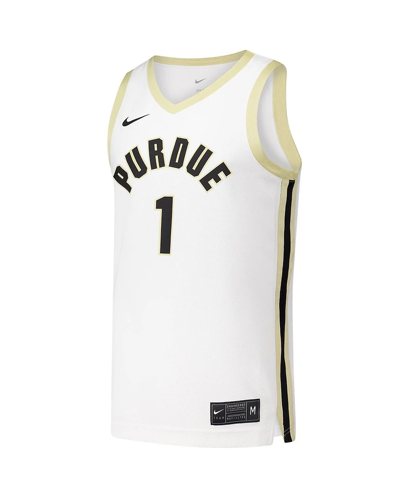 Nike Men's 1 White Purdue Boilermakers Replica Basketball Jersey