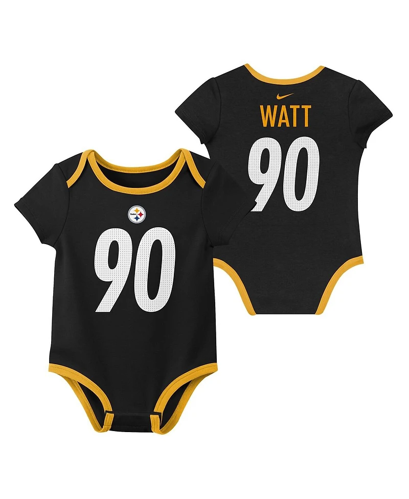 Nike Baby Boys and Girls T.j. Watt Pittsburgh Steelers Name Number 3-Pack Bodysuit Set
