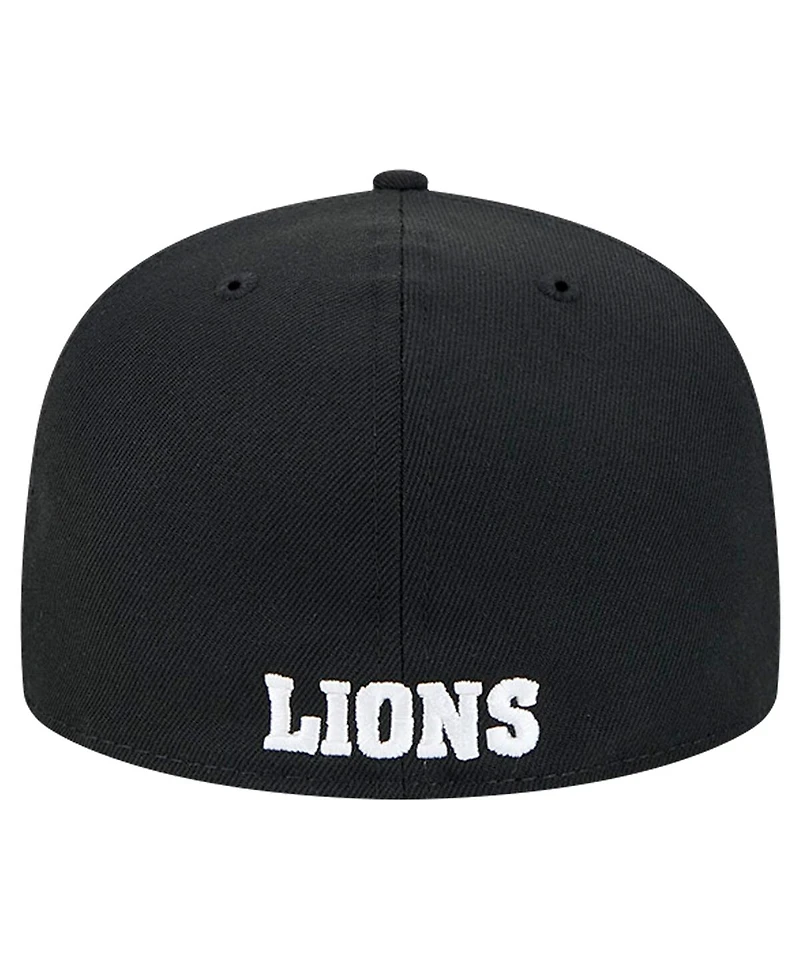 New Era Men's Black Detroit Lions Omaha Throwback 59FIFTY Fitted Hat