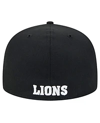 New Era Men's Black Detroit Lions Omaha Throwback 59FIFTY Fitted Hat