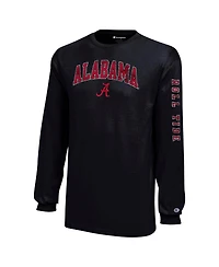 Champion Big Boys and Girls Black Alabama Crimson Tide Distressed Arch Over Logo Long Sleeve T-Shirt