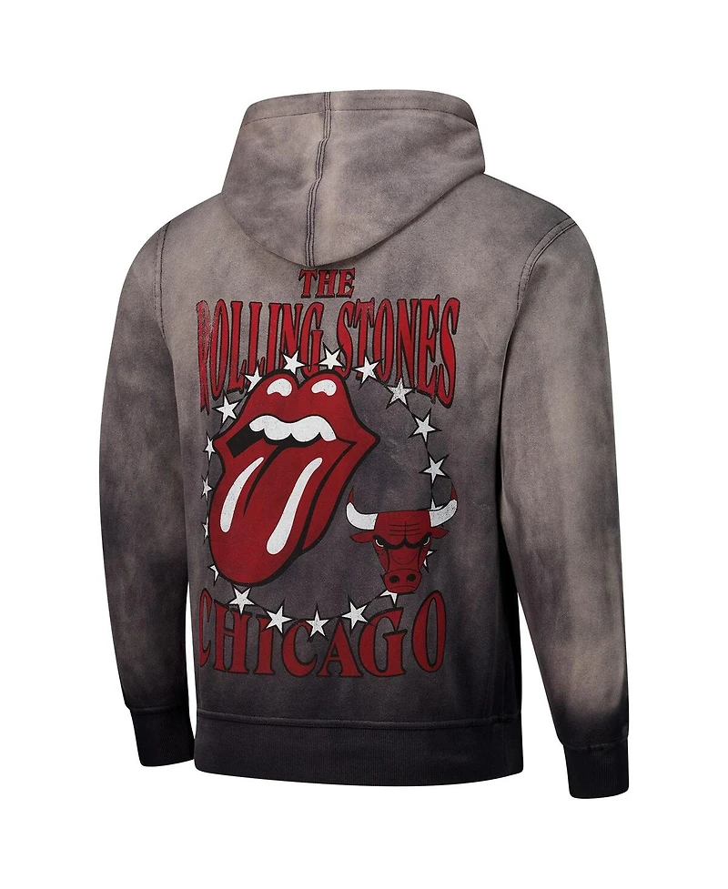 Sportiqe Men's and Women's Gray Rolling Stones x Chicago Bulls Collab Pullover Hoodie
