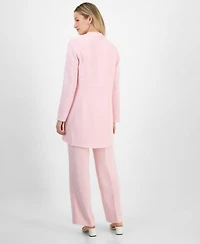 Kasper Womens Beaded Neck Top Pull On Pants Draped Jacket