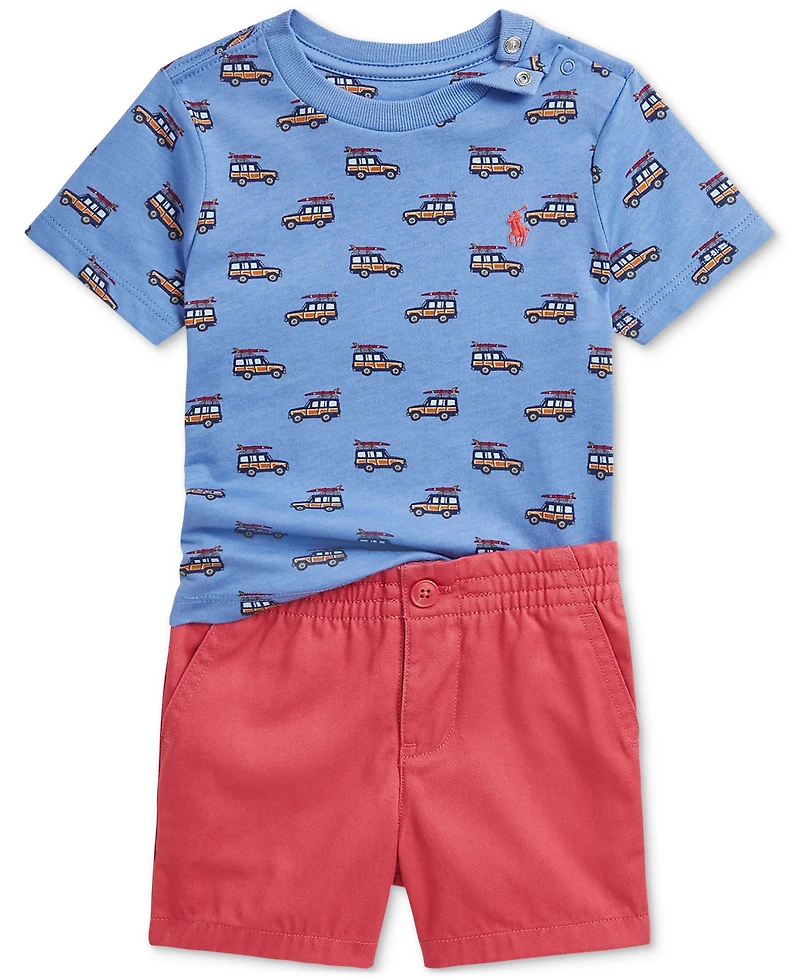 Polo Ralph Lauren Baby Boys Printed Jersey Tee & Chino Short Set