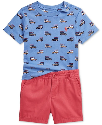 Polo Ralph Lauren Baby Boys Printed Jersey Tee & Chino Short Set