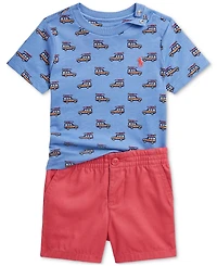 Polo Ralph Lauren Baby Boys Printed Jersey Tee & Chino Short Set