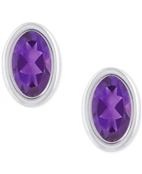 Macy's Created Sapphire Oval Stud Earrings (1-1/2 ct. t.w.) 10k Yellow Gold