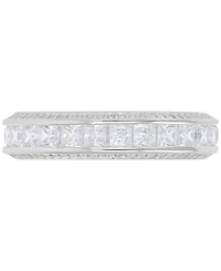 Pave & Square Cubic Zirconia Stack Ring Sterling Silver