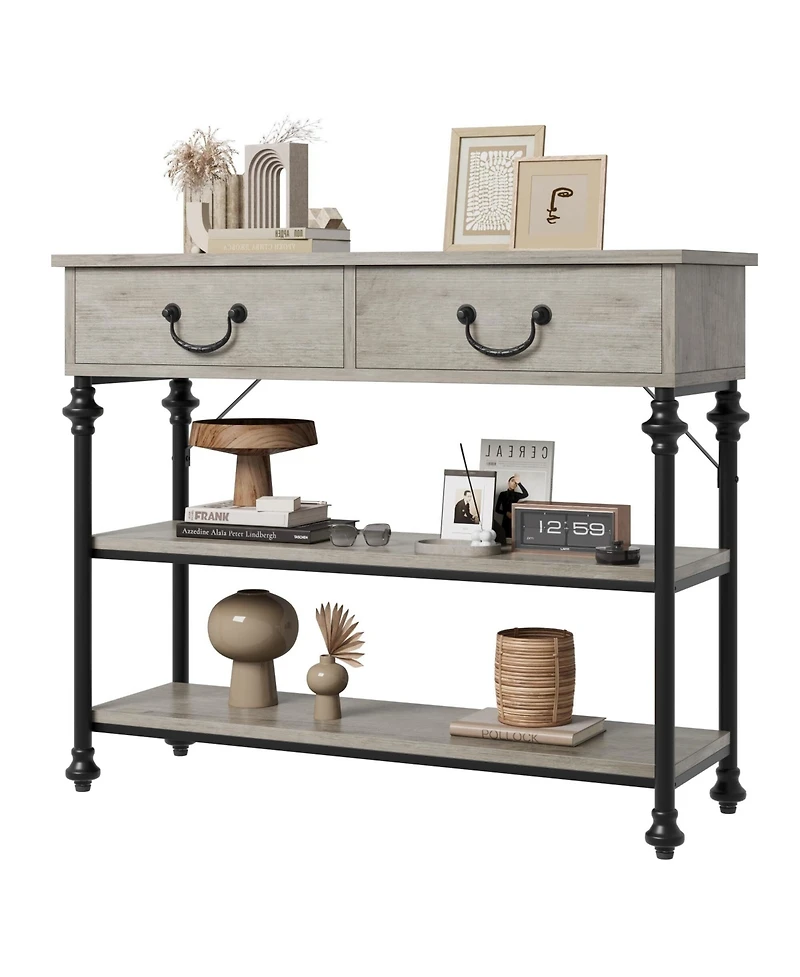 Gaomon Console Tables for Entryway, Small Entryway Table with 2 Drawers, Narrow Storage Shelves Living Room, Hallway Table, Sof