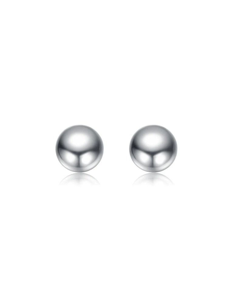 GiGiGirl Sterling Silver White Gold Plated Round Ball Stud Earrings