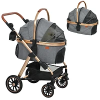PawHut 3 in 1 Dog Stroller with Detachable Cabin, Adjustable Canopy,