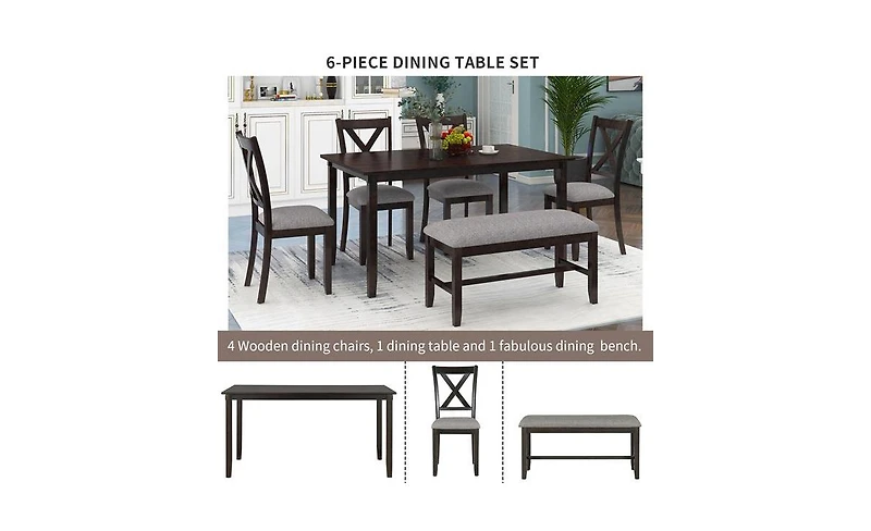 Slickblue 6-Piece Kitchen Dining Table Set for Stylish and Functional Mealtime Gatherings