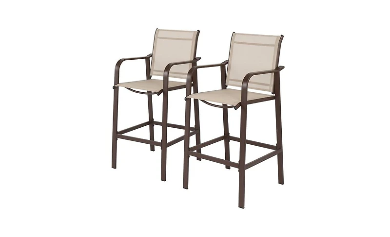 Slickblue 2PCS Wrought Iron Frame Garden Bar Chairs with Cloth Surface