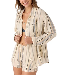 O'Neill Juniors' Leni Striped Relaxed Shirt
