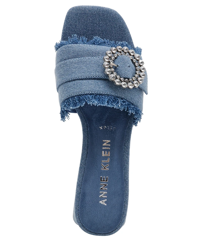 Anne Klein Women's Nahla Embellished Buckle Block Heel Dress Sandals