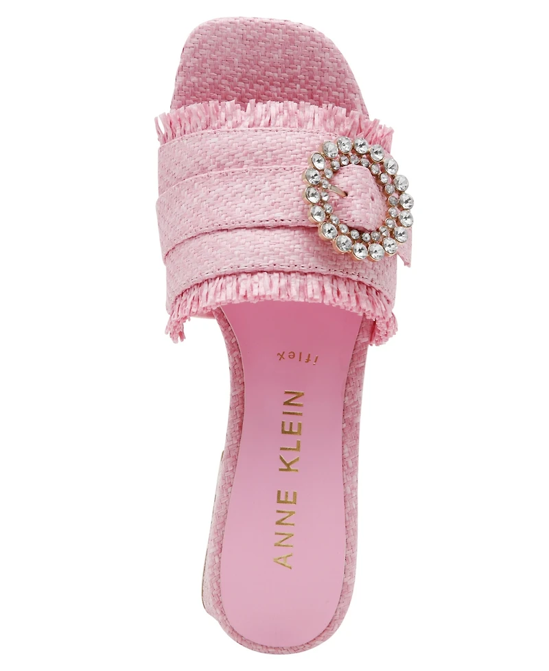 Anne Klein Women's Nahla Embellished Buckle Block Heel Dress Sandals