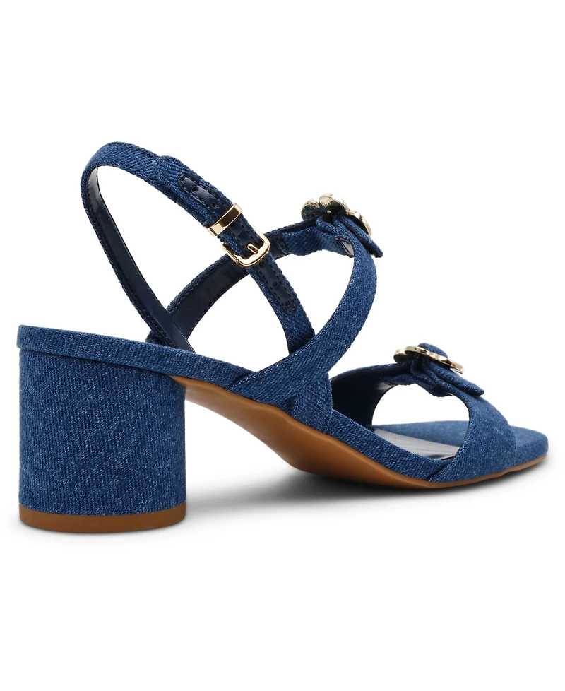 Anne Klein Women's Felipa Flower Embellished Block Heel Dress Sandals