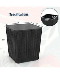 11.5 Gallon Water-proof Deck Box with Removable Lid Storage Container Side Table