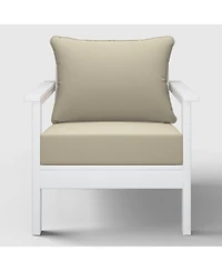 WestinTrends Outdoor Modern Hdpe Patio White Club Chairs with Deep Seat Cushions (Set of 2)