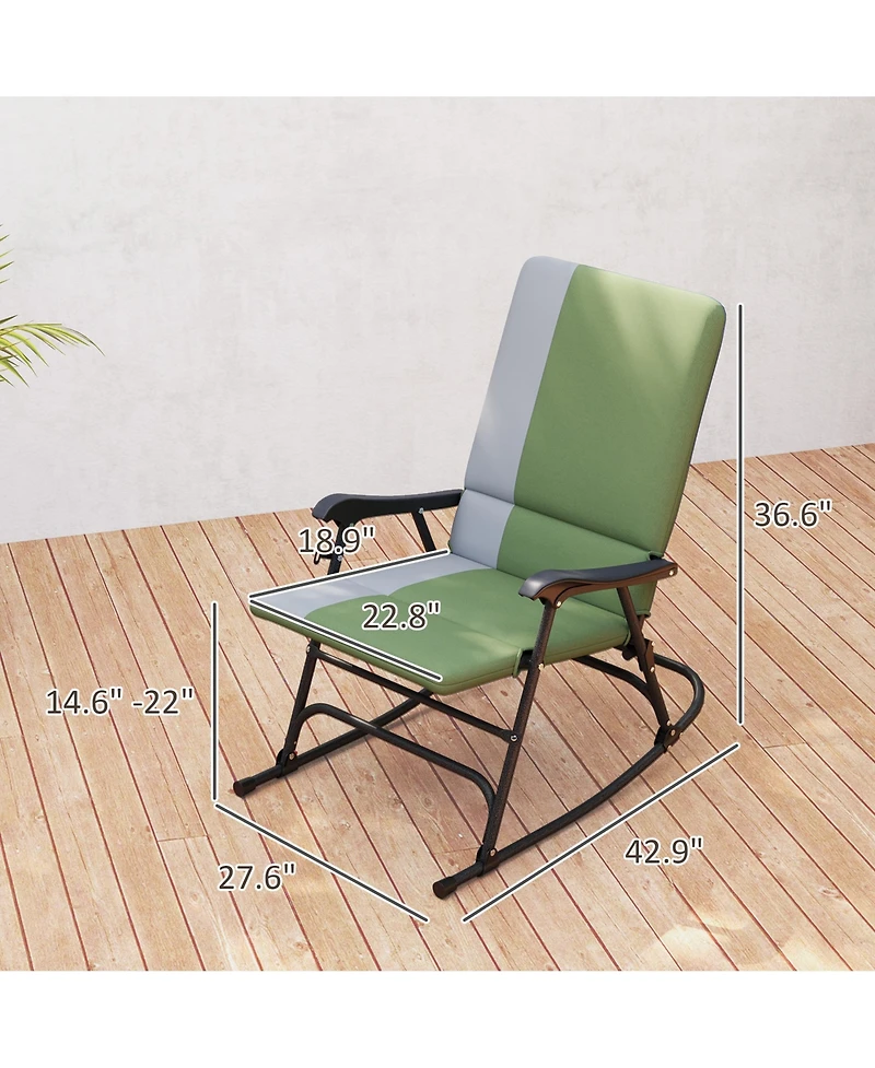 Outsunny Outdoor Rocking Chairs Set of 2, Folding Outdoor Rocker Set,
